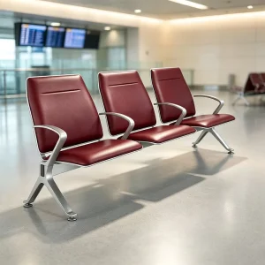 Heavy Duty 2 5 Seater Public Waiting Chair PU Soft Cushion Aluminum Airport Chair for Railway Station Bank