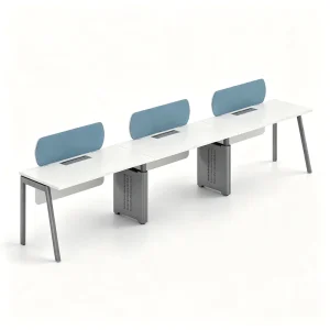 Heavy Duty 3 Person Office Desk with Acoustic Partition Panel Modern Modular Workstation Desk for Call Center