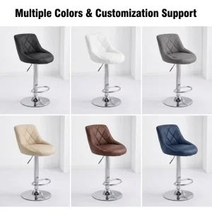 Heavy Duty 300lbs Counter Stools Leather Metal Base Swiveling Gas Lift Swivel for University Common Hall Lounge