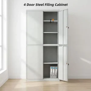 Heavy Duty 4 Door Filing Cabinet Metal Steel File Cabinet with Adjustable Shelves Lockable Cupboard for Office School Home
