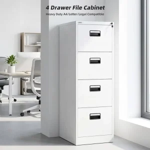 Heavy Duty 4 Drawer File Cabinet Vertical Filing Cabinet with Anti-tilt for A4 Legal Letter Office Storage