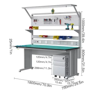 Heavy Duty Anti Static 3 Drawer Workbench Iron Laboratory Furniture for Industrial Educational Settings for Factory Laboratory