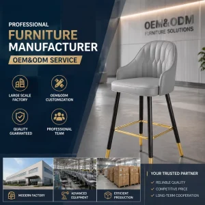 Heavy Duty Bar Stool 150KG Weight Capacity PU Leather Upholstered Ergonomic Backrest Factory Customizable Bar Stool