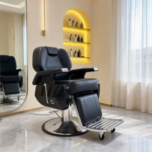 Heavy Duty Black Hydraulic Barber Chair 360 Degree Swivel Reclining Salon Styling Chair with Adjustable Headrest and Footrest