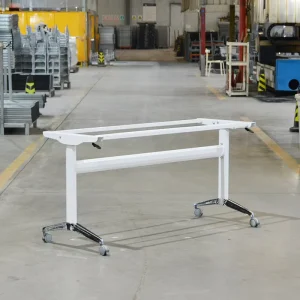 Heavy Duty Carbon Steel Side Folding Table Legs with Silent Swivel Wheels for Mobile Training & Office Desks