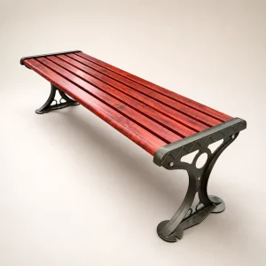 Heavy Duty Cast Iron Park Bench WPC Wood Slats No Backrest Garden Bench