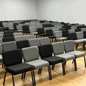 Heavy Duty Church Chairs with Book Pocket Stackable Interlocking Metal Frame Padded Sanctuary Chairs