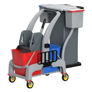 Heavy Duty Commercial Housekeeping Cart Trolley Buckets 4 Swivel Wheels for Restaurant Hotel Use Cleaning Cart