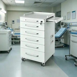 Heavy Duty Dental Mobile Cabinet with Side Pull out Tray 5 Drawer Stainless Steel Storage Trolley for Dentistry Clinic