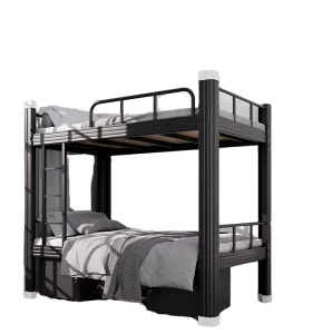 Heavy Duty Double Bunk Bed Twin Queen Metal Frame with Loft Square Tube Italy Design Dormitory Bed for Bedroom Application