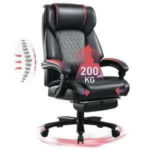 Heavy Duty Executive Office Chair 200kg Capacity Large Size Black Boss Chair High Back Ergonomic Premium Swivel Armchair