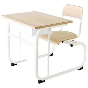 Heavy Duty Frame Single Student Integrated Desk and Chair Durable Metal Frame with Drawer School Furniture for Student Study