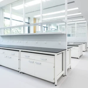 Heavy Duty H Frame Modern Lab Bench Suspension Cabinet Hospital School Use Anti corrosion Acid Resistant White Epoxy
