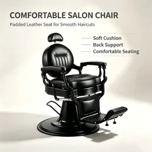 Heavy Duty Hydraulic Barber Chair Professional Reclining Retro Black Hair Styling Chair Salon Furniture Equipment for Men