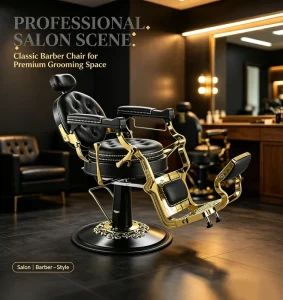 Heavy Duty Hydraulic Barber Chair Salon Styling Chair 360° Swivel Reclining PU Leather Adjustable Height Barbershop Furniture