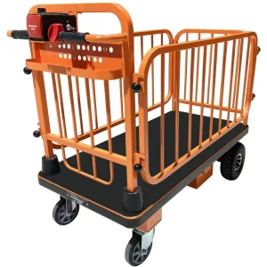 Heavy Duty Industrial Electric Platform Trolley Battery Powered Cart Steel Frame 300kg Capacity for Warehouse Transportation