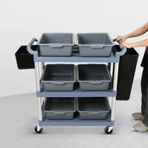 Heavy Duty Large Size Utility Storage Cart with Wheels Buffet Equipment 3 Tiers Plastic Aluminum Tube 50kg Capacity Food Trolley