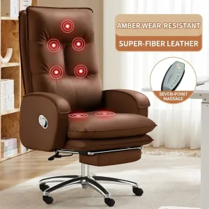 Heavy Duty Luxury Ergonomic Massage Office Chair High Back Height Adjustable Racing Swivel Boss Office Chair with Footrest