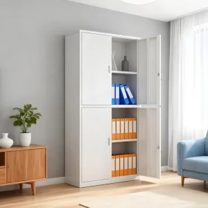 Heavy Duty Metal Office Storage Cabinet with 4 Doors Lockable Steel Structure Anti Rust for Office Document Storage