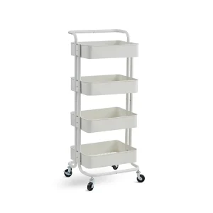 Heavy Duty Metal Rolling Utility Cart Movable Storage Trolley With 4 Wheels for Salon Barber Shop Kitchen Hotel Organizer Rack