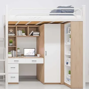 Heavy Duty Metal Wood Loft Bunk Bed Modern Design for Adults