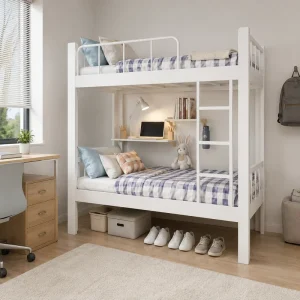 Heavy Duty Modern Metal Double Decker Dormitory Bed Knock Down Design for Commercial Use Hotels Schools Hospitals
