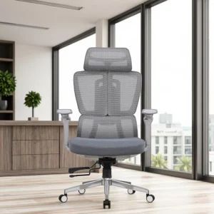 Heavy Duty Modern Multi Functional Ergonomic Fabric Executive Office Chair Aluminum Alloy Base Adjustable Lumbar Home Office
