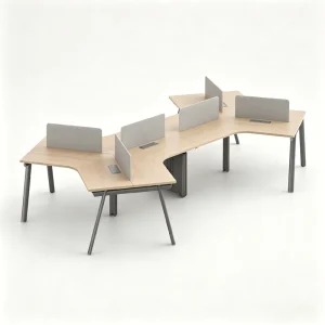 Heavy Duty Modular Extendable 4 Seater Workstation Office Desk With Durable Steel Legs with Stable Frame
