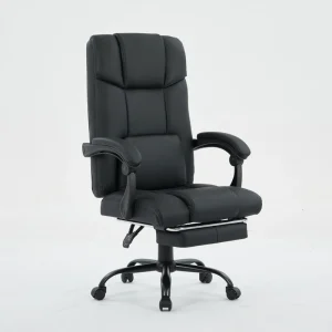 Heavy Duty PVC Leather Black Boss Seat Home Executive Office Chairs with Footrest