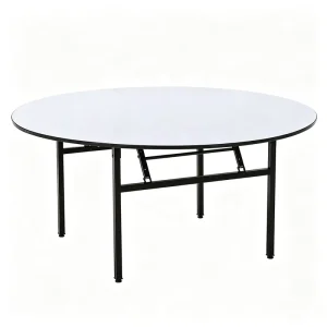 Heavy Duty Plywood Round Table Top Folding Table With Black Metal Frame Banquet Table for Events Parties Restaurants Catering