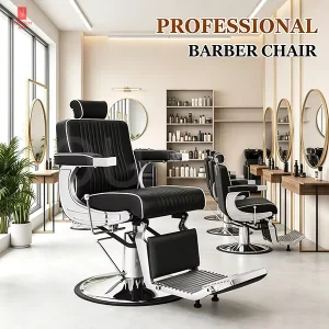 Heavy Duty Reclining Barber Chair 360 Degree Rotation Adjustable Footrest for Salon Stylists and Barber Shops