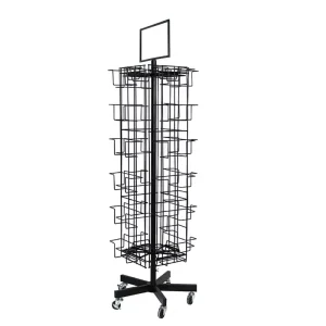 Heavy Duty Rotating Metal Wire Brochure Display Rack Countertop Stand for Newspaper Magazine Postcard Storage Usage