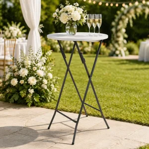 Heavy Duty Round Folding Bar Table Portable Plastic High Cocktail Table for Outdoor Wedding Event Party