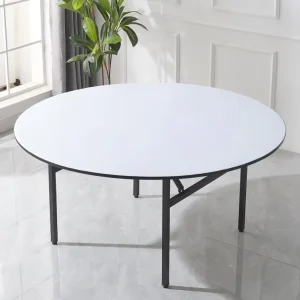 Heavy Duty Round Folding Table PVC Soft-Wrapped Top Multi-Layer Board Core for Banquet Hall Conference Room Restaurant