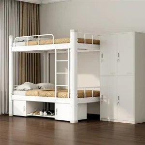 Heavy Duty Space Saving Metal Bunk Bed Frame Steel Double Decker Bed for Adult Staff Dormitory
