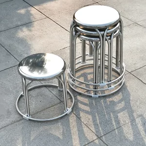 Heavy Duty Stainless Steel Bar Stool Commercial Canteen Restaurant Metal Round Chairs Living Room Stools