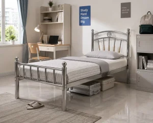 Heavy Duty Stainless Steel Bed Frame for Staff Dormitory Hotel Project Metal Single Bed Furniture OEM ODM