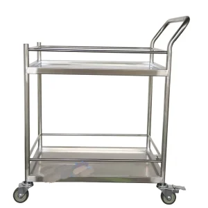 Heavy Duty Stainless Steel Medical Transport Cart with Safety Rails Hospital Instrument Platform Utility Cart (CN/NIN Origin)