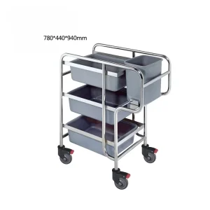 Heavy Duty Stainless Steel Plastic Dish Collection Trolley 150kg for Hotel Restaurant Kitchen