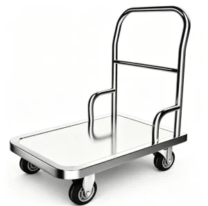 Heavy Duty Stainless Steel Platform Trolley with Silent Universal Wheels for Warehouse Industrial Moving Push Cart