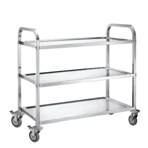 Heavy Duty Stainless Steel Utility Trolley Cart with Brake Wheels Mobile Serving Cart for Hotel Restaurant Hospital Lab Kitchen