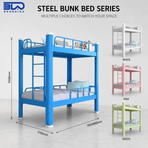 Heavy Duty Steel Bunk Bed Noise free KD Knock Down Commercial Dormitory Bed for School Hotel Custom