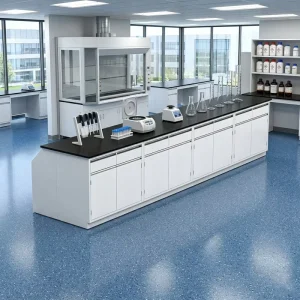 Heavy Duty Steel Modern Precision Laboratory Equipment Bench Workstation with Cabinet Storage for School Use OEM Factory Supply