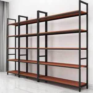 Heavy Duty Steel Modern Store Storage Bookshelf for Supermarket Home Living Room Wooden Steel Material White