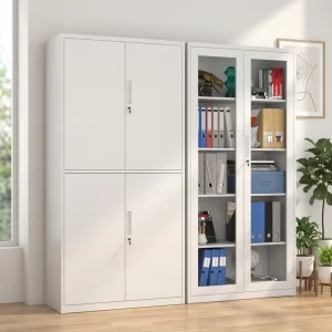 Heavy Duty Steel Office Storage Cabinet with Lock Modern Design Filing Cabinet with Glass Door Knock down Design