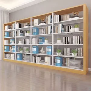 Heavy Duty Steel and Wood Modern 5 Shelf Space Saving Modular Bookshelf