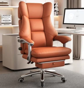 Heavy Duty Synthetic Leather Executive Office Chair Wide Seat Adjustable Lumbar Support Modern Design Spring