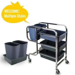 Heavy Duty Three Tier Kitchen Serving Trolley Large Push Cart for Hotel Restaurant Catering Cleaning Services