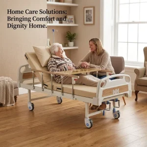 Heavy Duty Wood Grain Manual Hospital Bed with Mute Wheels Mattress Dining Table Support Customization