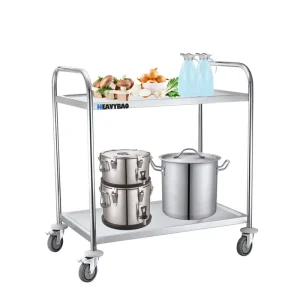 Heavybao Catering Equipment Kitchen Stainless Steel Knocked Down Movable Plate Service Trolley Food Serving Cart
